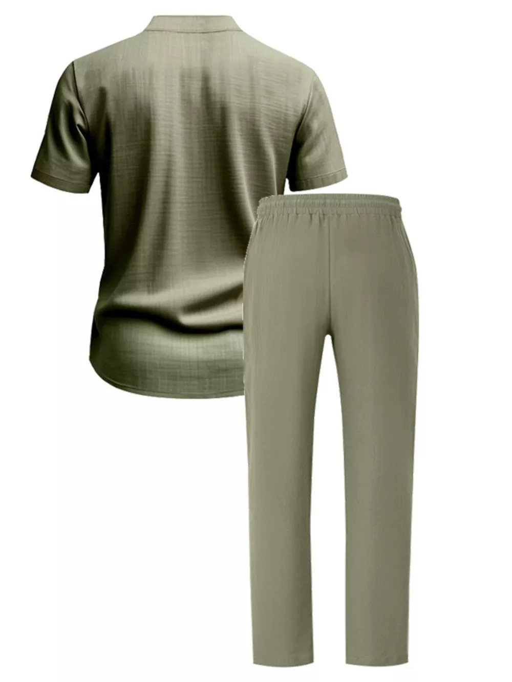 Men's Full Size Casual Button Up Short Sleeve Shirt and Pants Set Plus Size, image 4