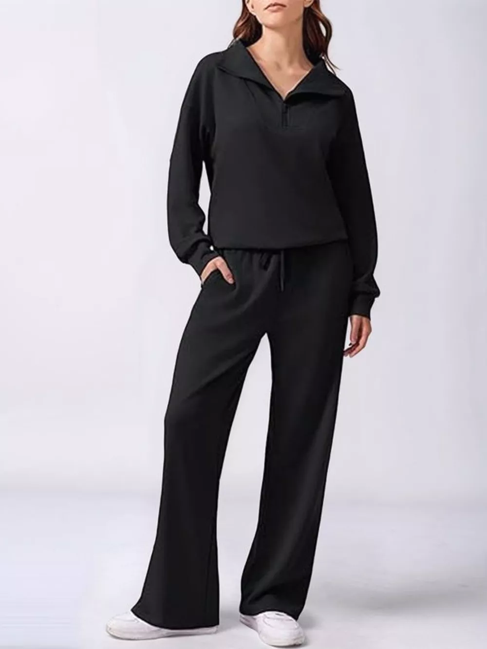 Relaxed Fit Quarter-Zip Top and Pants Set, image 4