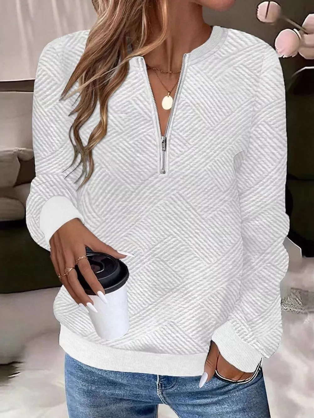 Textured Quarter-Zip Sweatshirt, image 14