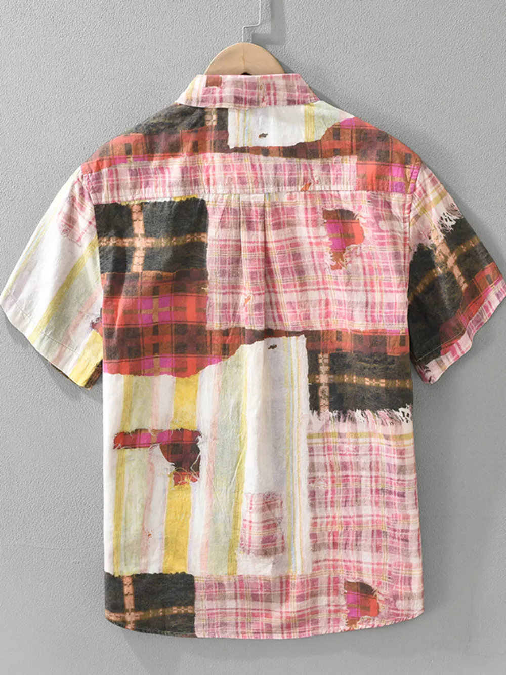Men's Plus Size Plaid Button Up Short Sleeve Shirt, image 3