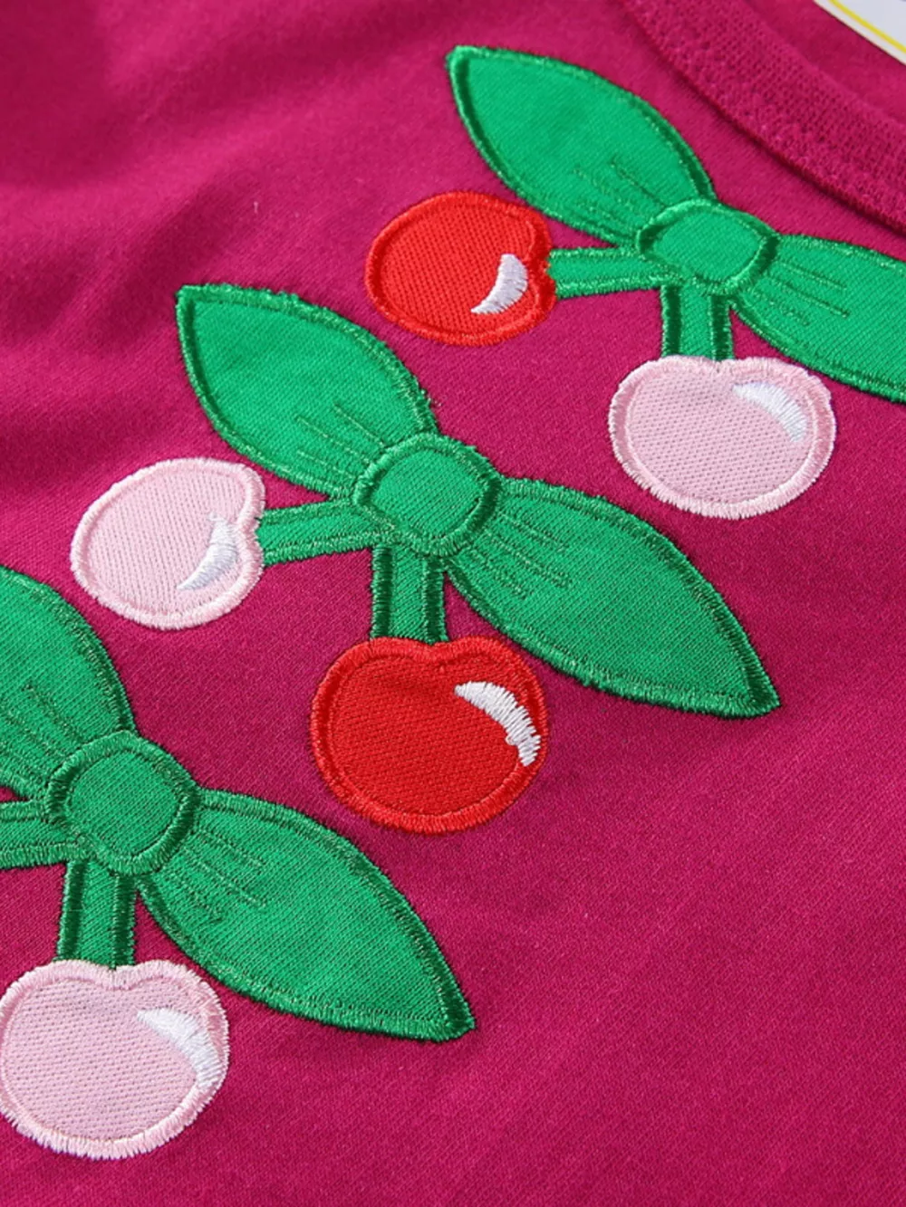 Children's Cherry Bowknot Applique Ruffle Sleeve Casual Dress, image 5