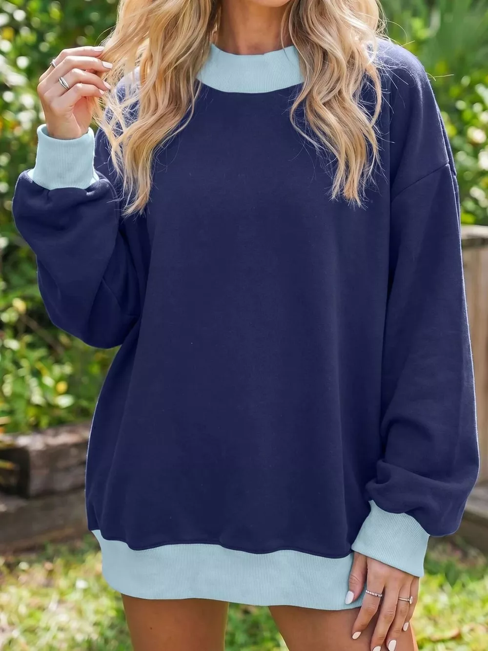 Oversized Color-Block Crewneck Sweatshirt, image 3