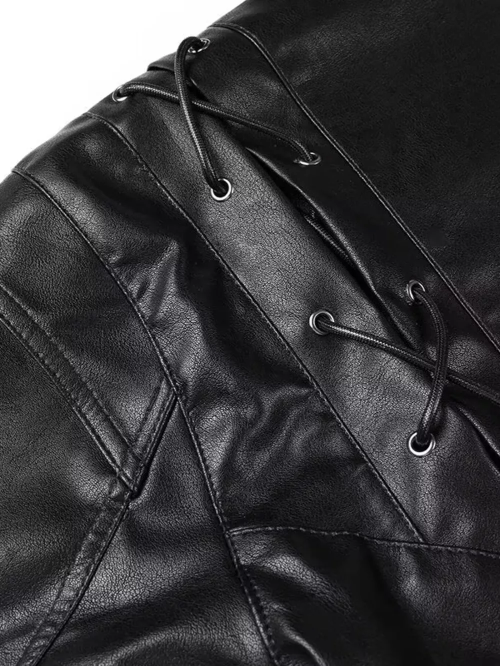 Belted Leather Jacket with Shawl Collar, image 12
