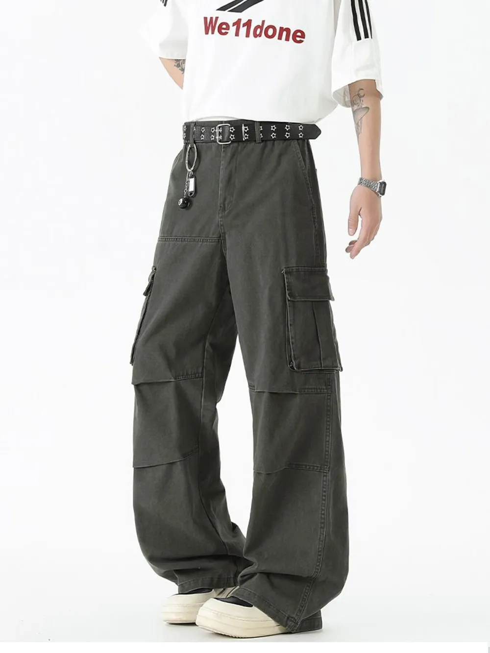 Men's Wide Leg Cargo Pants, image 8