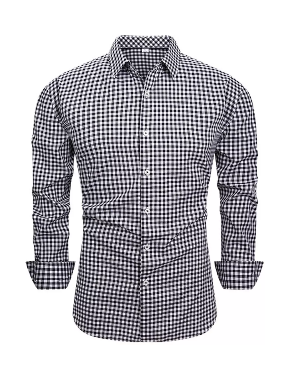 Men's Full Size Classic Fit Long Sleeve Gingham Shirt Plus Size