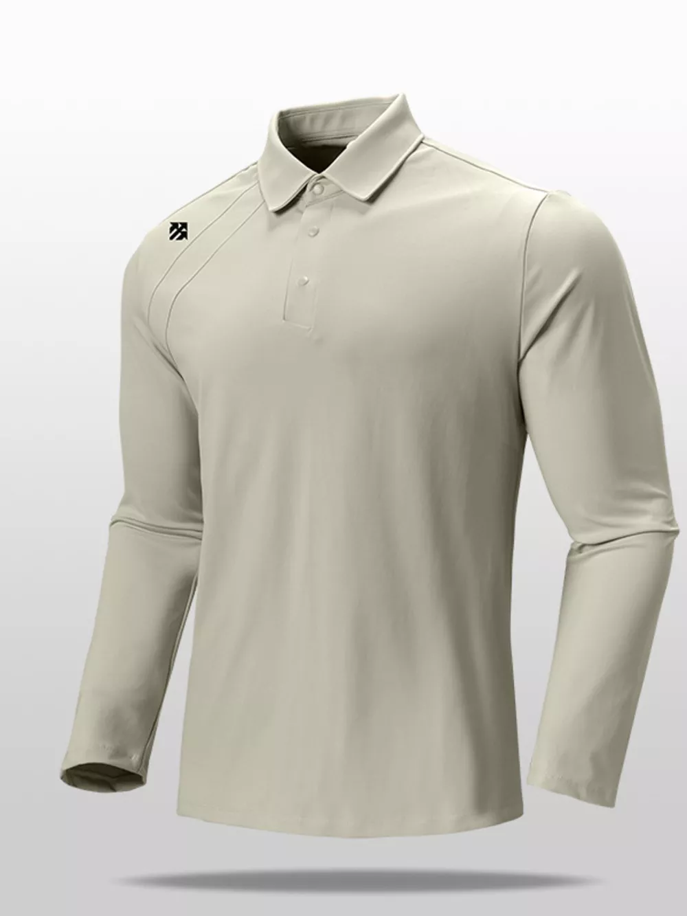 Men's Plus Size Long Sleeve Button Detail Polo