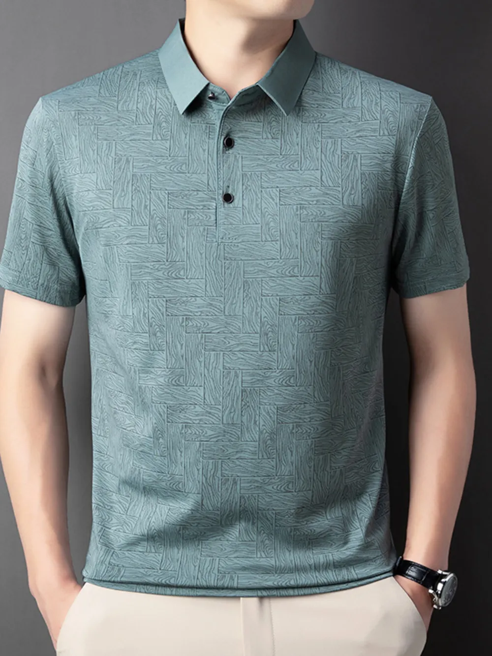 Men's Plus Size Button Detail Short Sleeve Polo, image 4