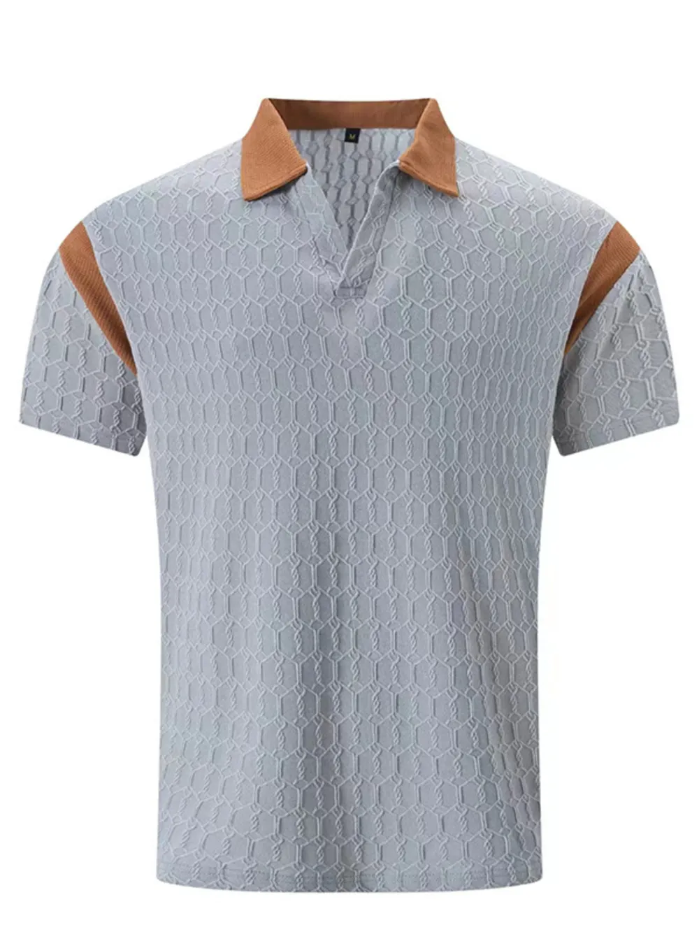 Men's Full Size Textured Short Sleeve Polo Plus Size, image 4