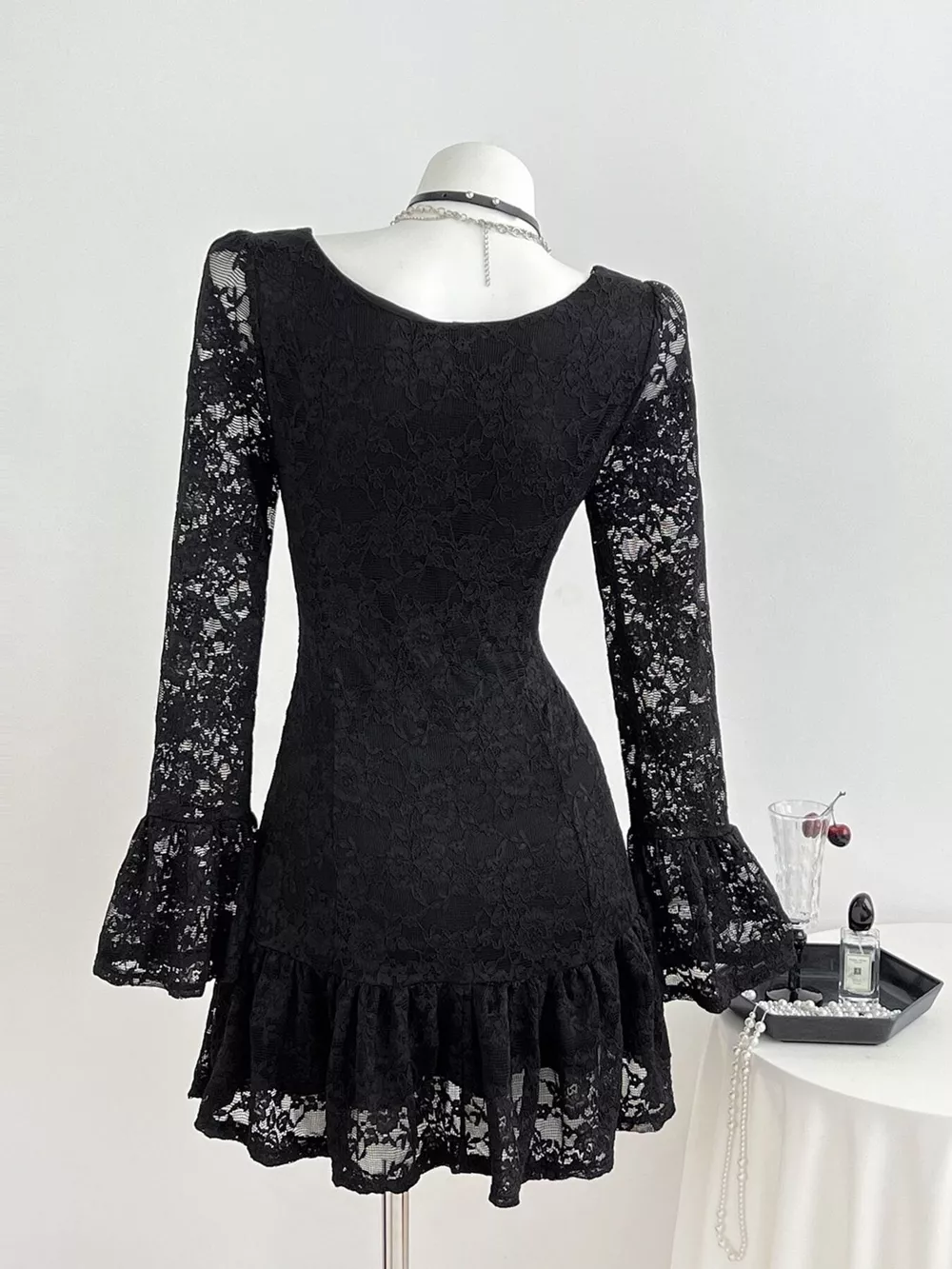 Lace Long Sleeve Mini Dress, image 5