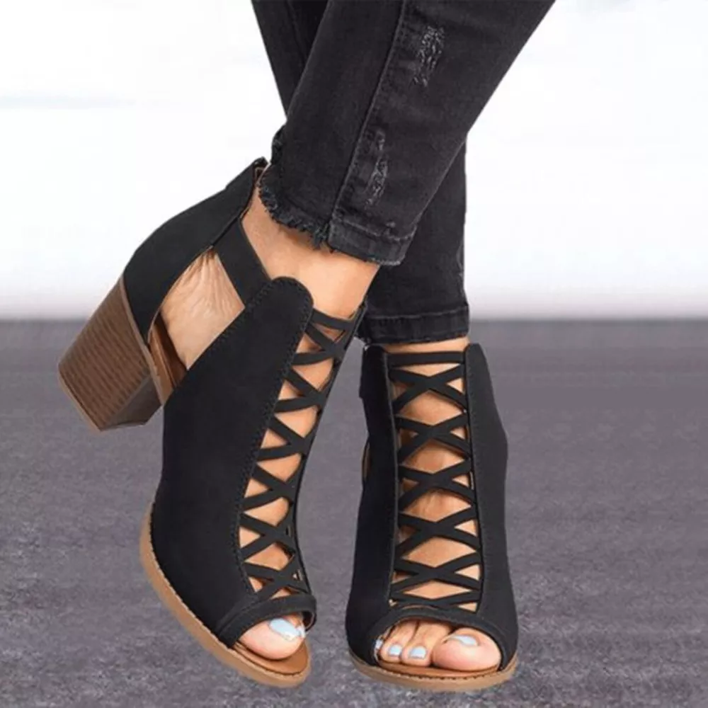 Peep Toe Block Heels Sandals, image 2