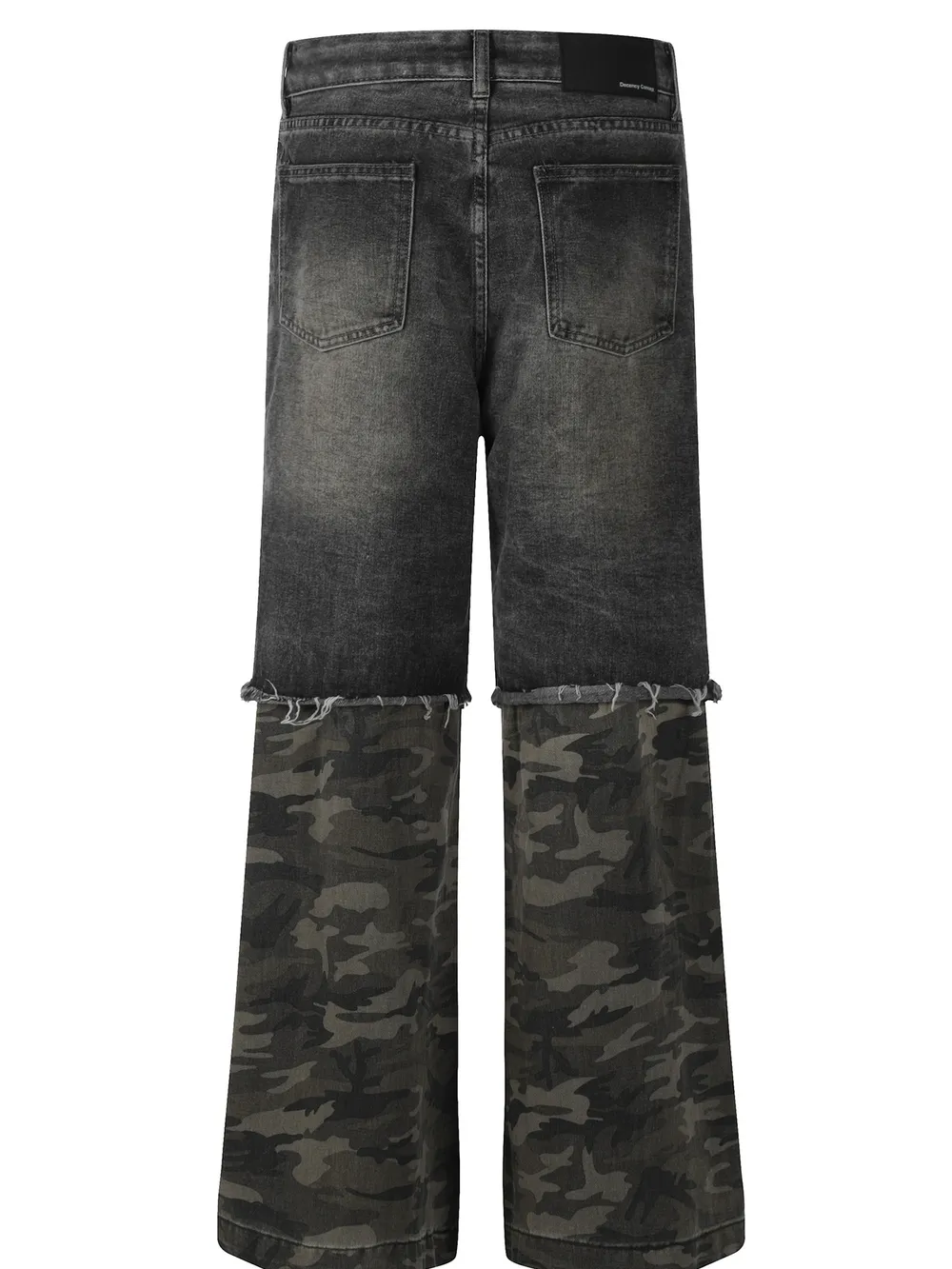 Men's Distressed Camouflage Patchwork Loose Fit Jeans, image 2