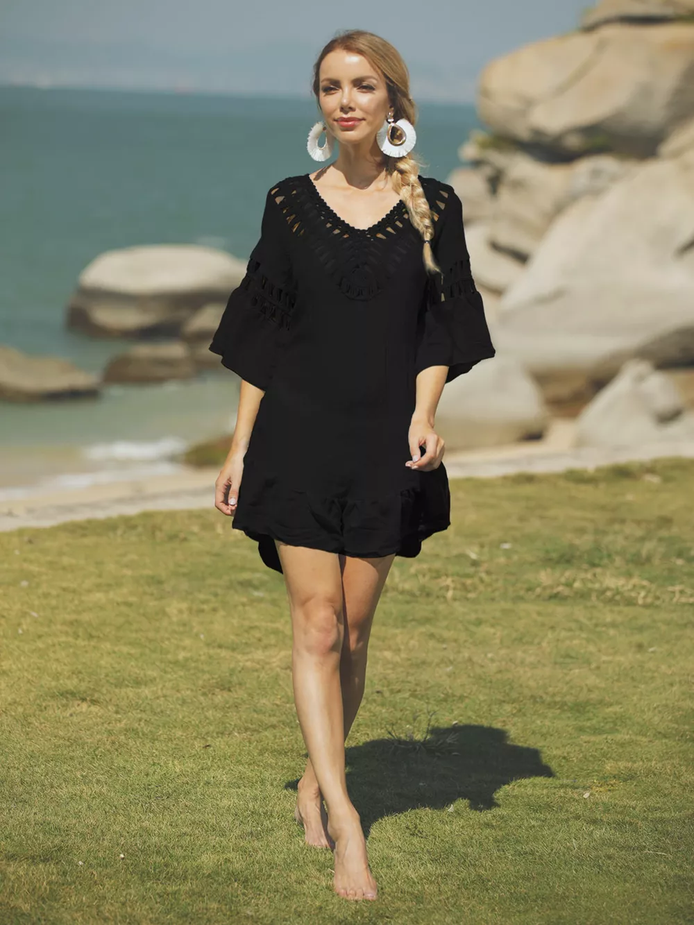 Crochet V-Neck Beach Cover-Up Dress, image 6