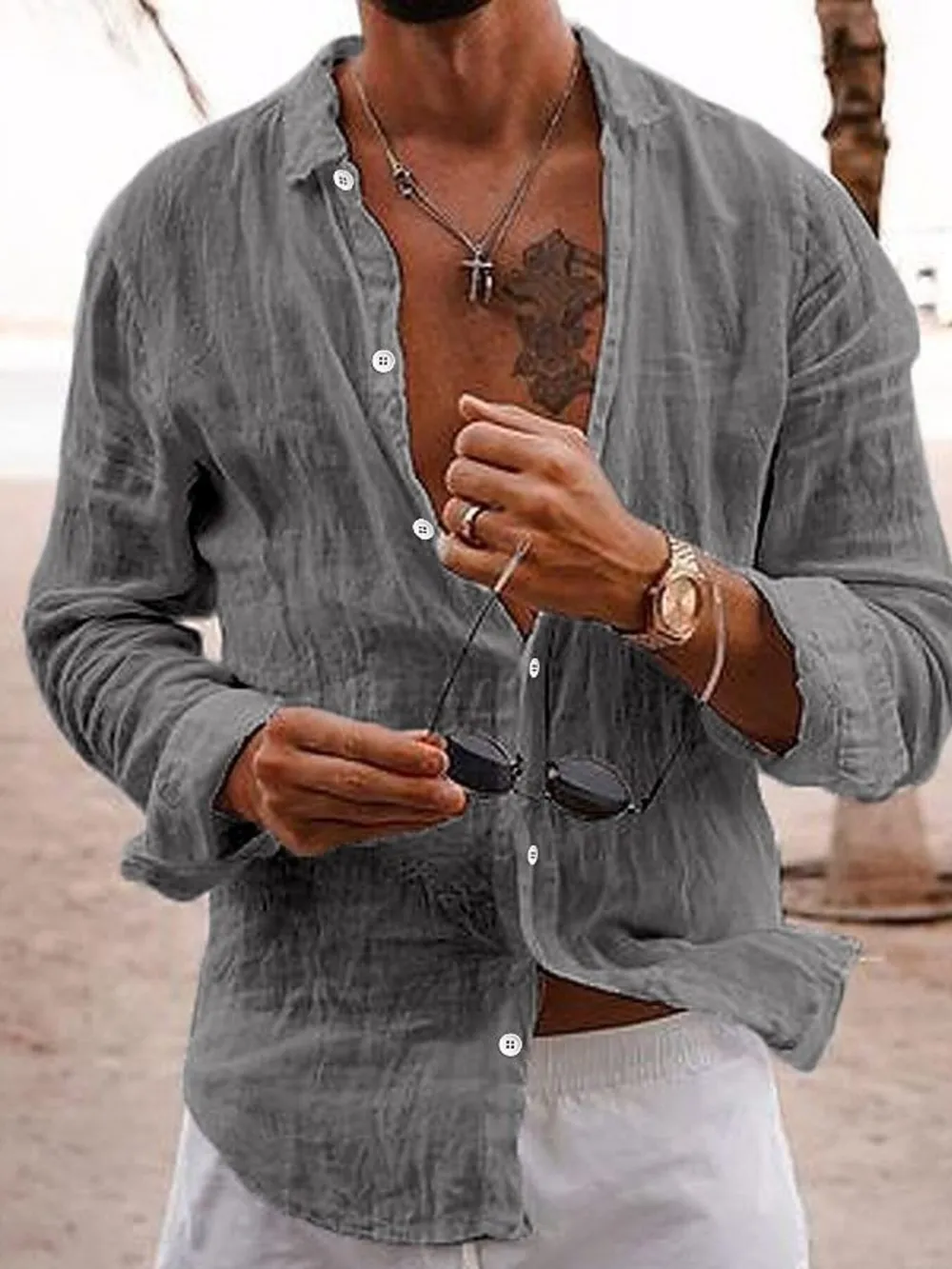 Men's Full Size Button Up Long Sleeve Shirt Plus Size, image 3