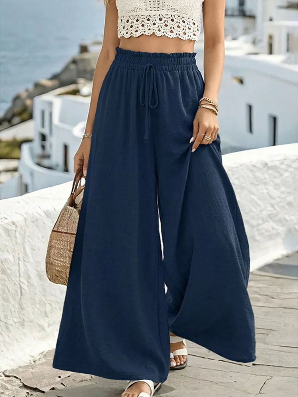 Wide Leg Drawstring Pants, image 4