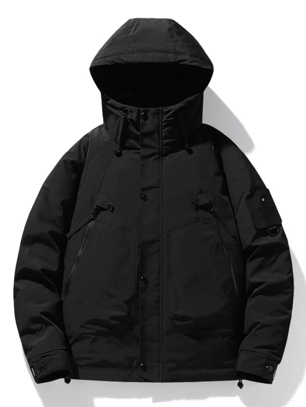 Men's Plus Size Hooded Puffer Jacket with Multiple Pockets