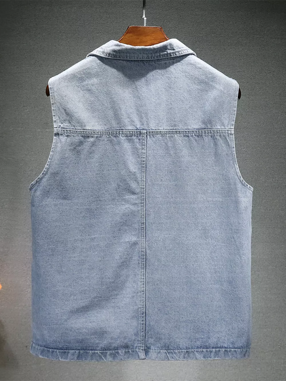 Men's Plus Size Vintage Washed Denim Vest, image 3