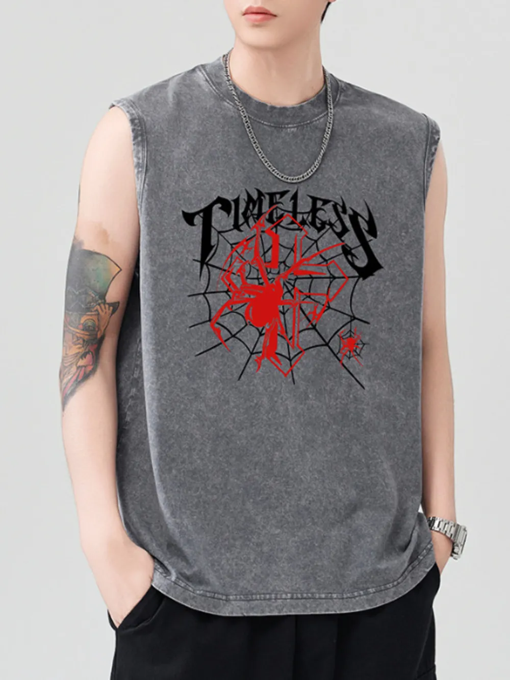 Men's Spider Round Neck Tank, image 7