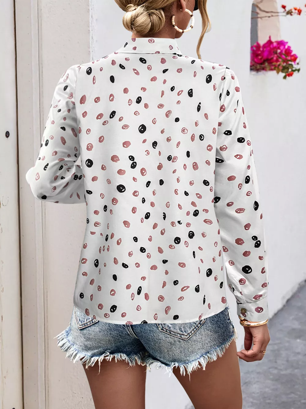 Printed Button-Down Long Sleeve Shirt, image 4