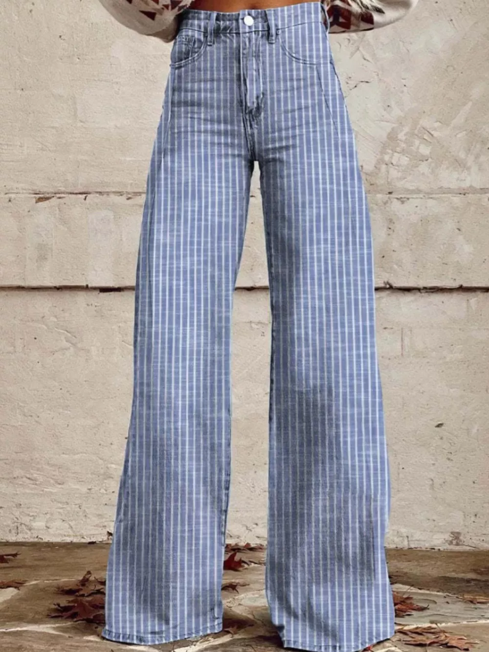 Striped High-Waisted Wide Leg Jeans, image 7