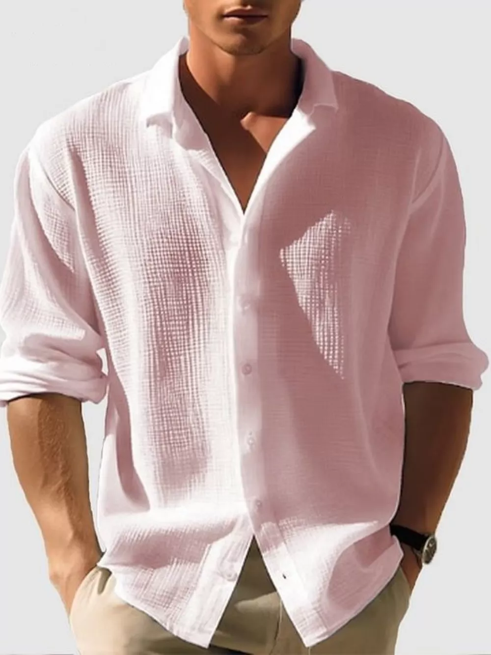 Men's Full Size Button Up Long Sleeve Shirt Plus Size, image 7