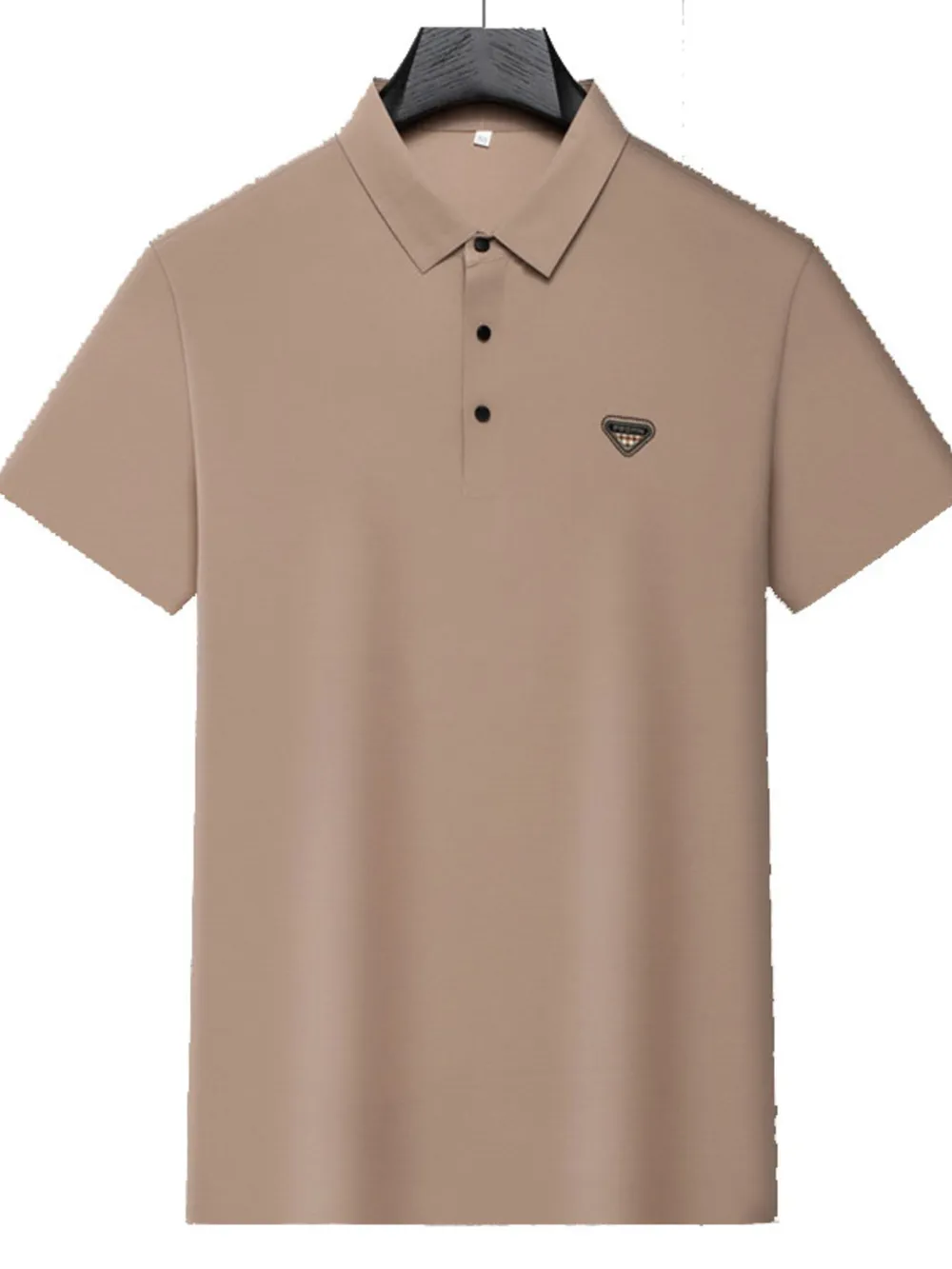 Men's Plus Size Triangle Badge Short Sleeve Polo, image 3