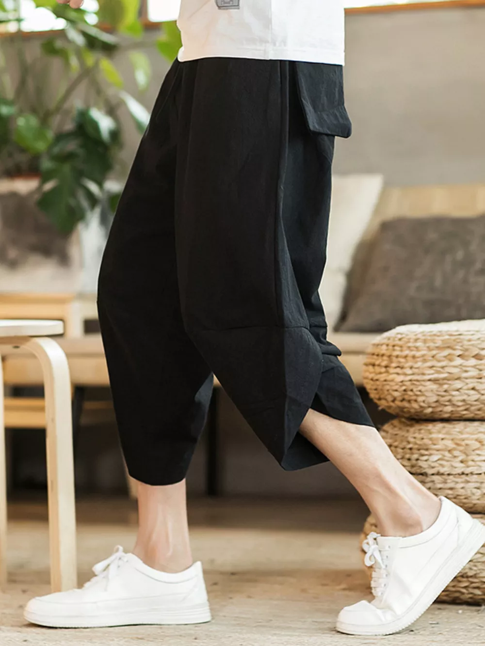 Men's Plus Size Loose Fit Cropped Pants