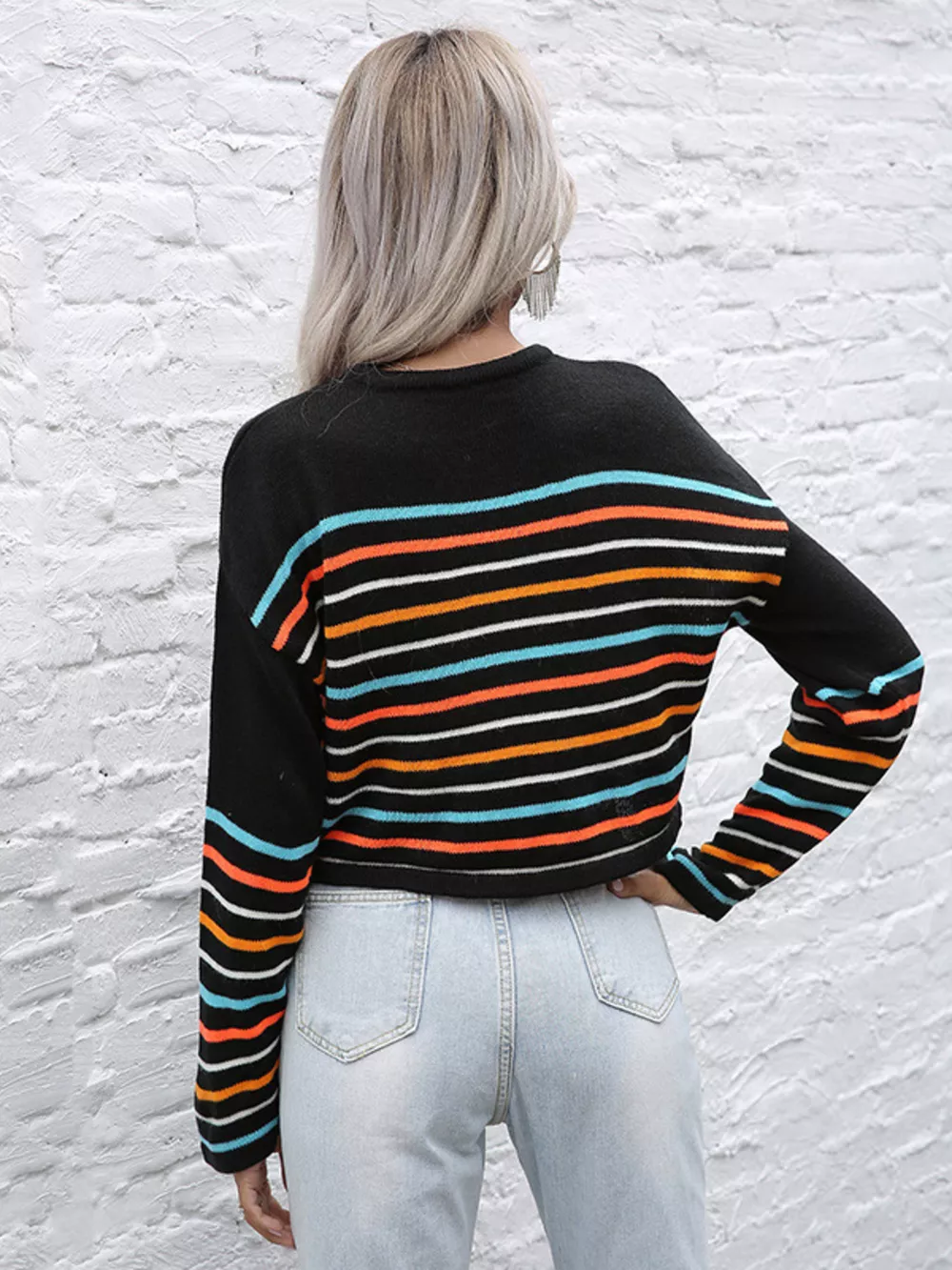Striped Long Sleeve Knit Top, image 3