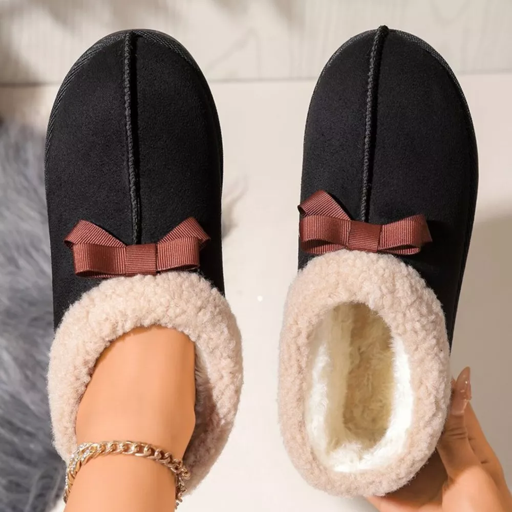 Cozy Bowknot Plush Lined Slip-Ons, image 6