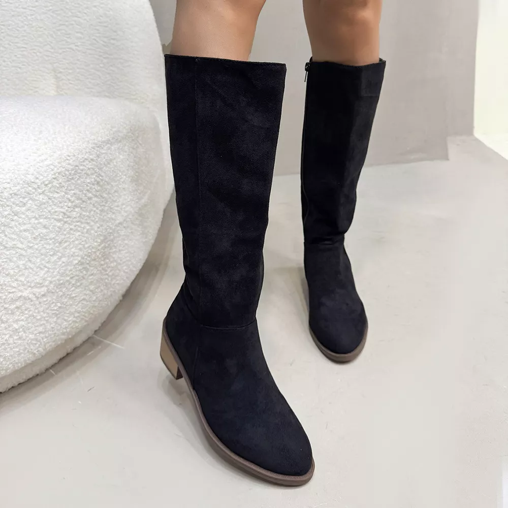 Side Zipper Closure Suede Knee-High Boots, image 11