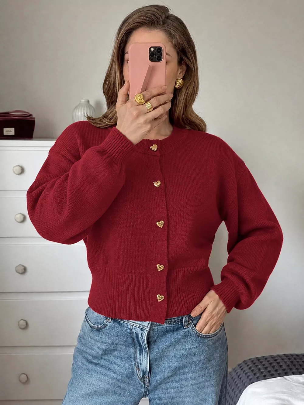 Heart-Button Knit Cardigan, image 4