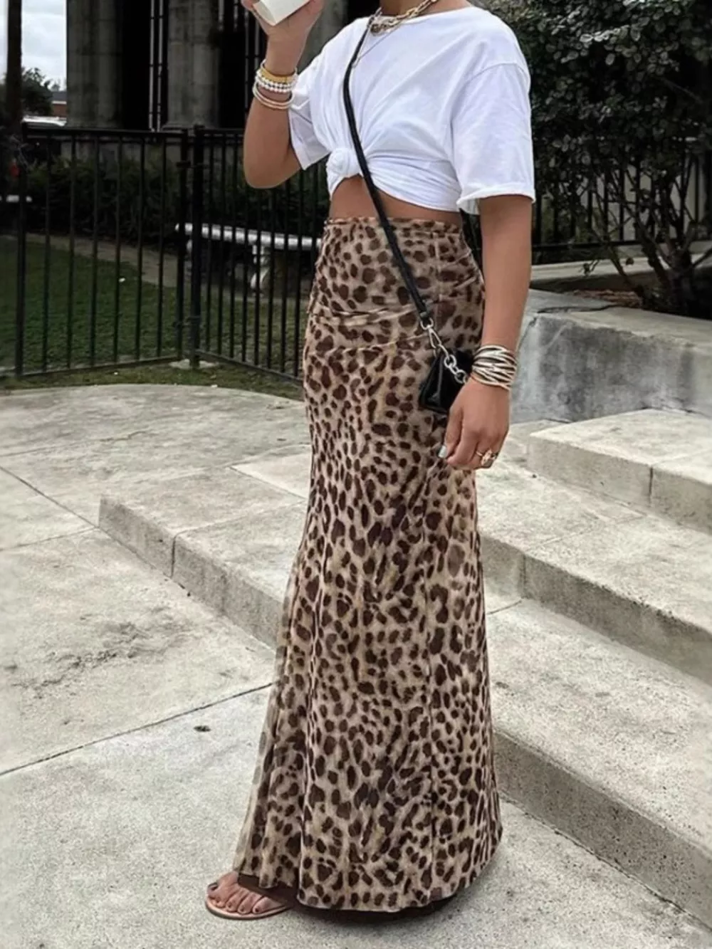 Leopard Print High-Waisted Maxi Skirt, image 4
