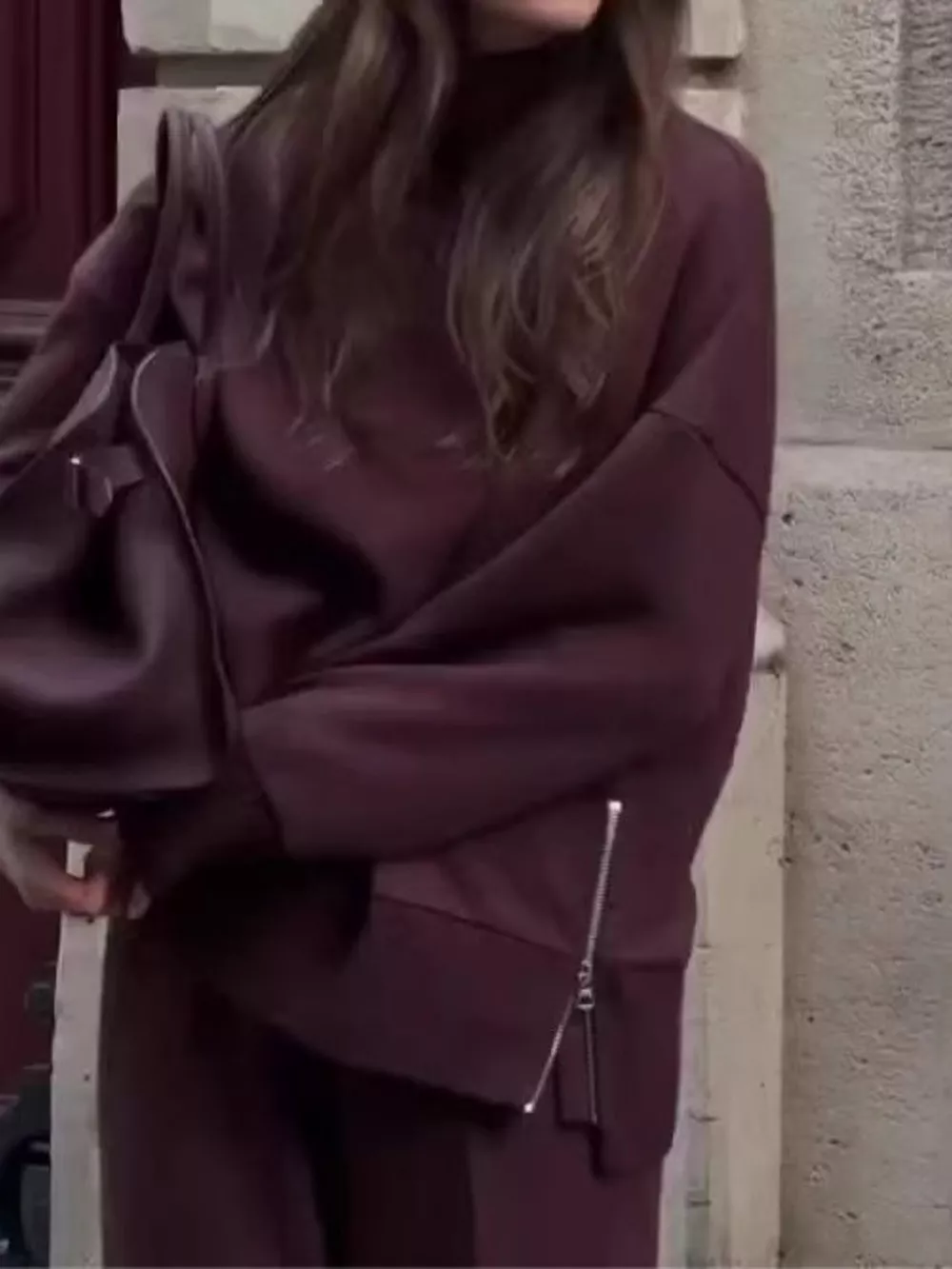 Turtleneck Side Zipper Sweatshirt and Pants Set, image 5
