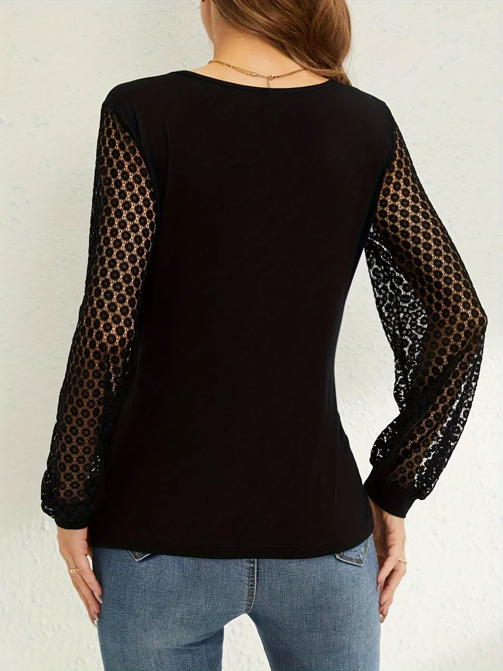 Surplice Lace Long Sleeve Top, image 2
