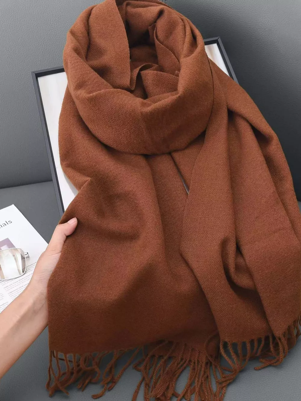 Solid Color Fringe Scarf, image 20