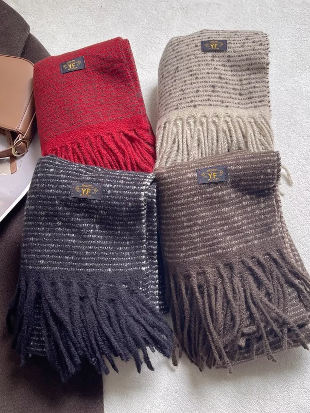 Warm Striped Tassel Scarf, image 2