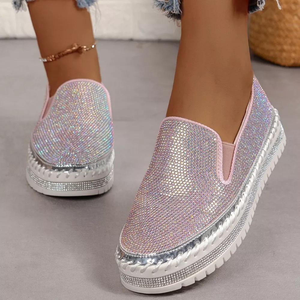 Rhinestone Round Toe Platform Loafers, image 11