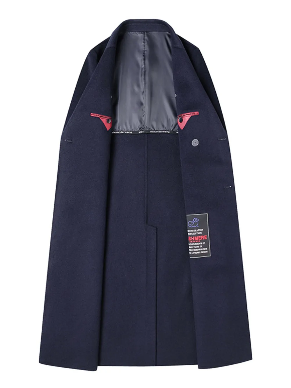 Men's Plus Size Double-Breasted Long Wool Coat, image 7