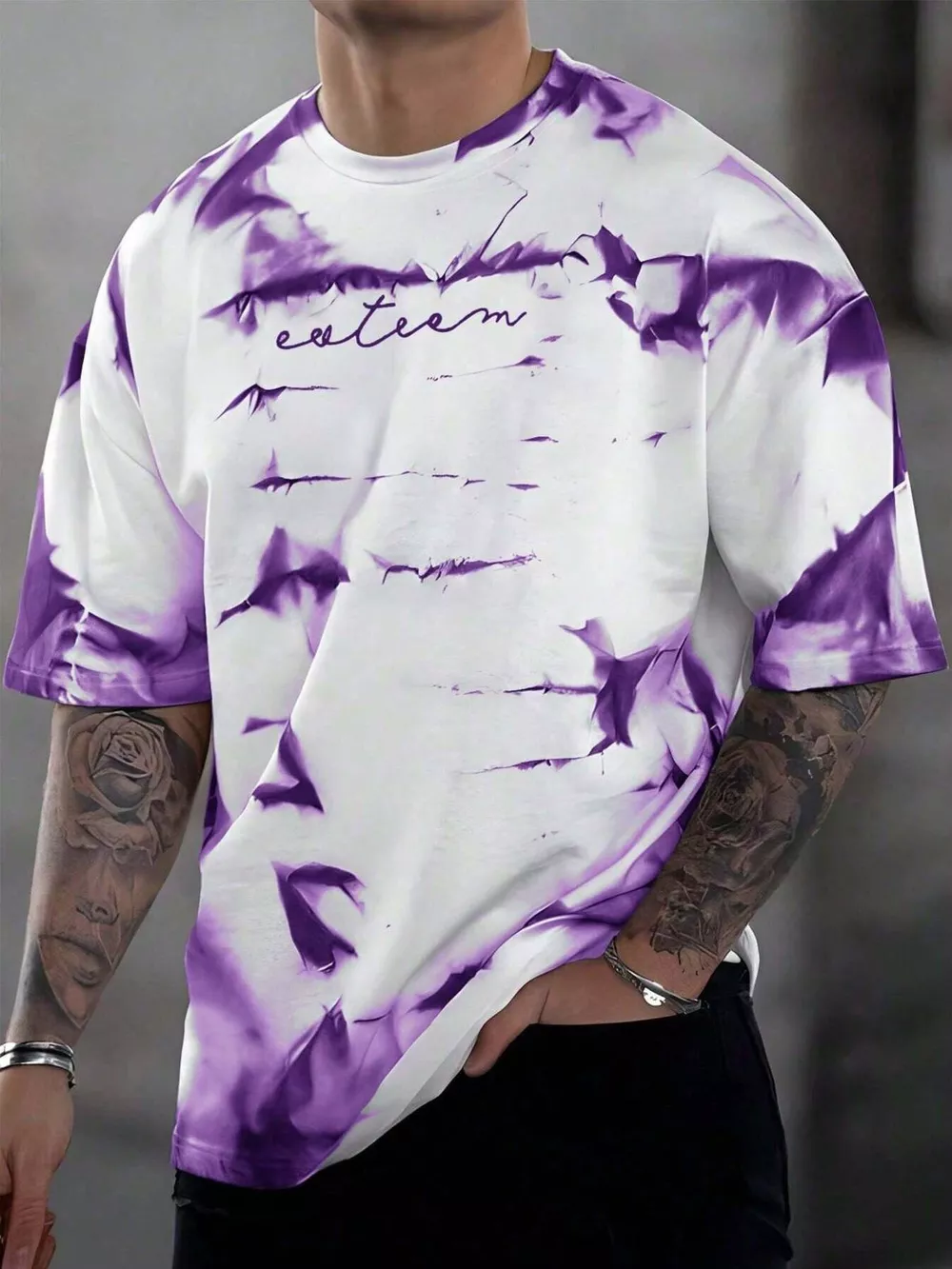 Men's Full Size Tie-Dye Round Neck T-Shirt Plus Size, image 4
