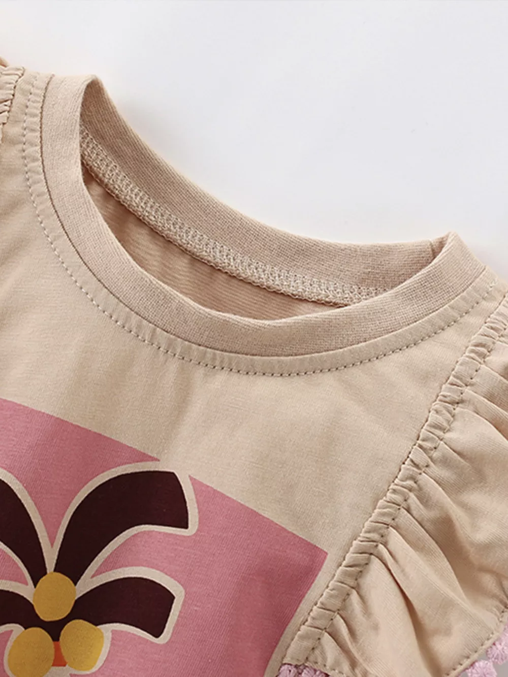 Children's Sleeveless Palm Tree Graphic T-Shirt with Ruffle Trim, image 5