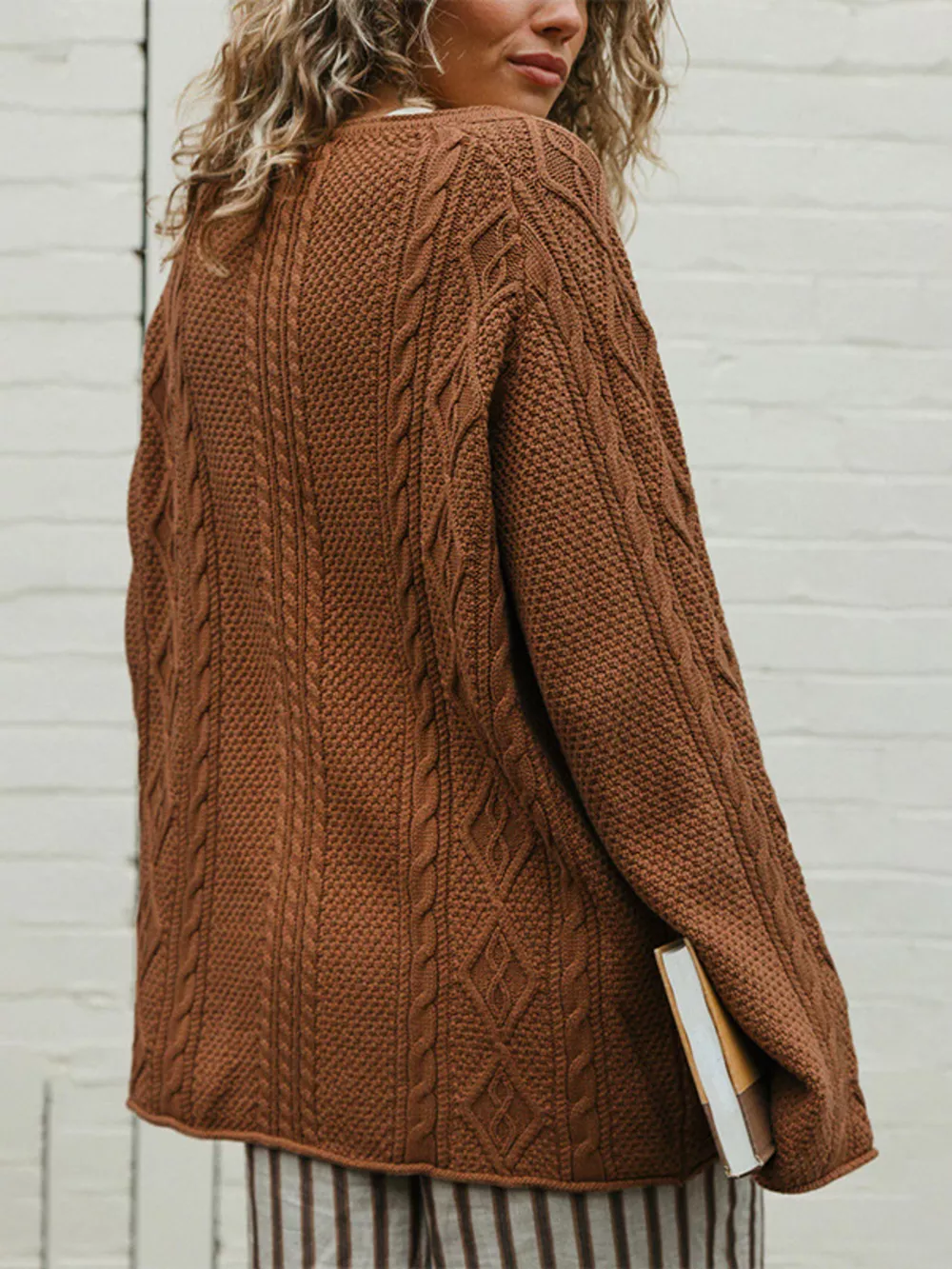 Crew Neck Cable-Knit Sweater, image 5