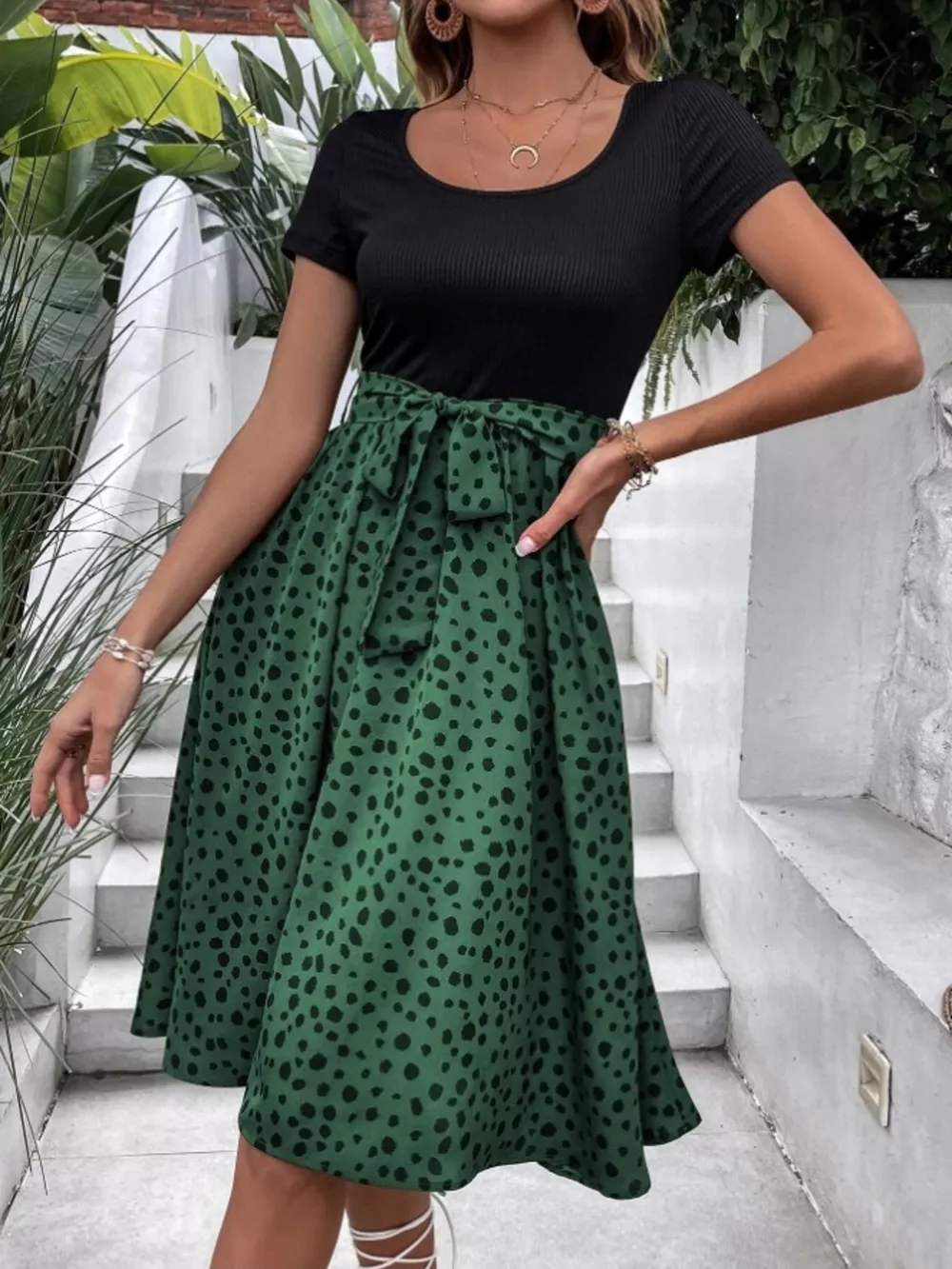 Leopard Print Tie-Waist Dress, image 5