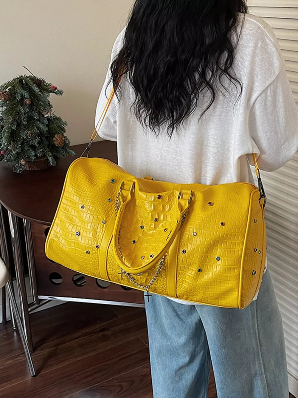 Studded Leather Duffel Bag, image 5