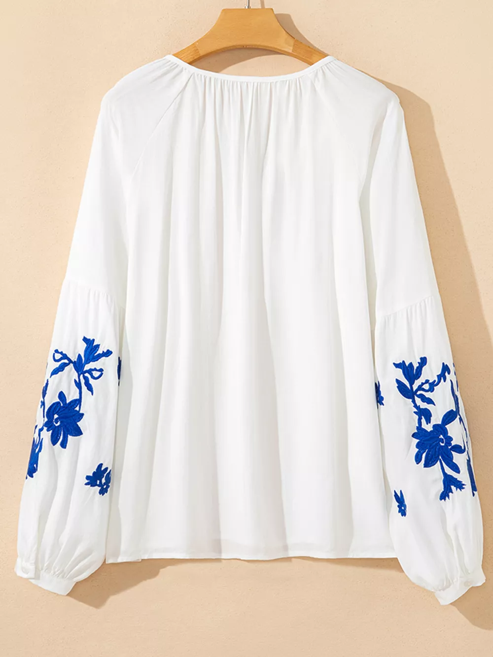 Floral Embroidered Tie Neck Blouse, image 7