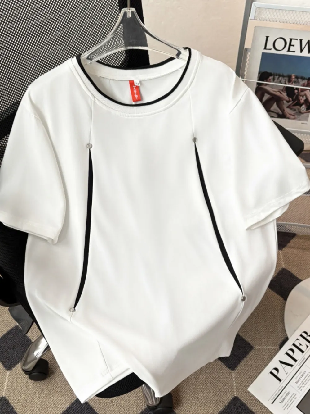 Men's Plus Size Contrast Trim Round Neck Short Sleeve T-Shirt, image 5