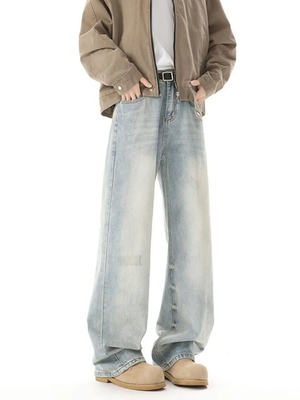 Men's High Waisted Washed Wide Leg Jeans, image 5