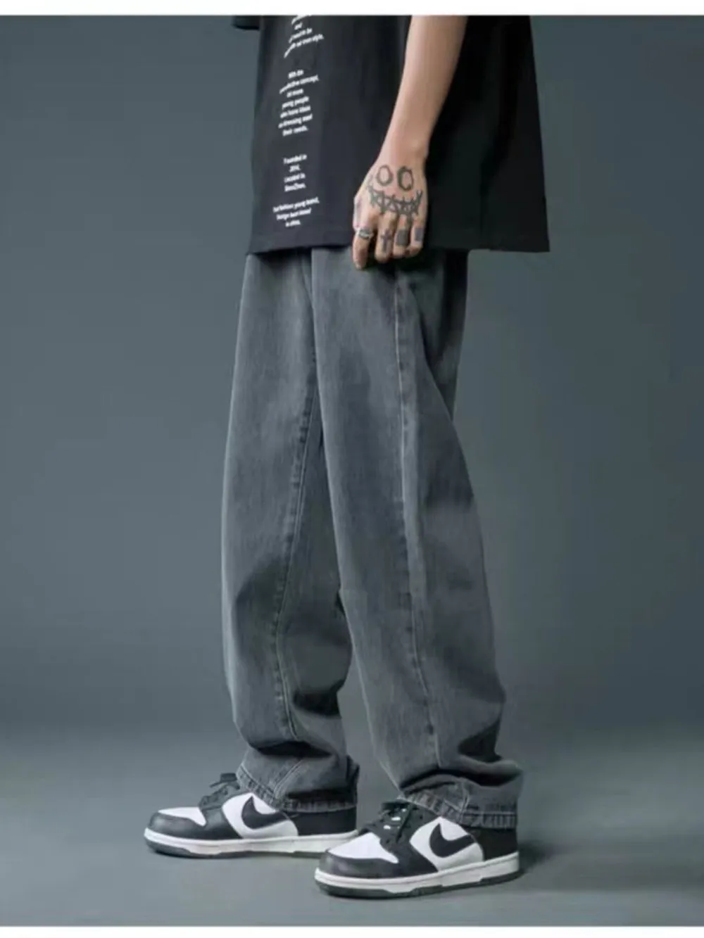 Men's Full Size Wide Leg Wash Relaxed Fit Jeans Plus Size, image 6