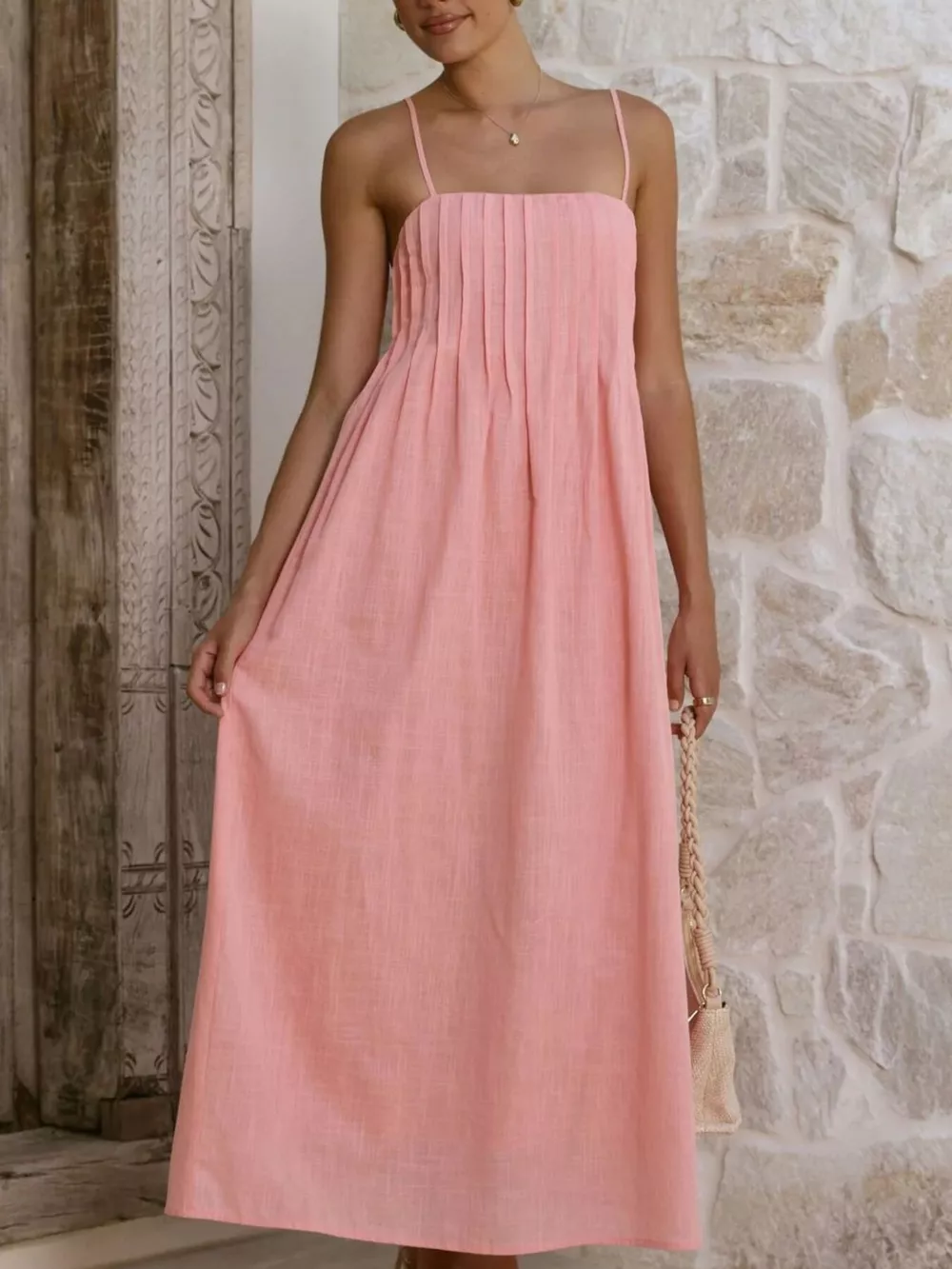 Pleated Bodice Midi Cami Dress, image 20