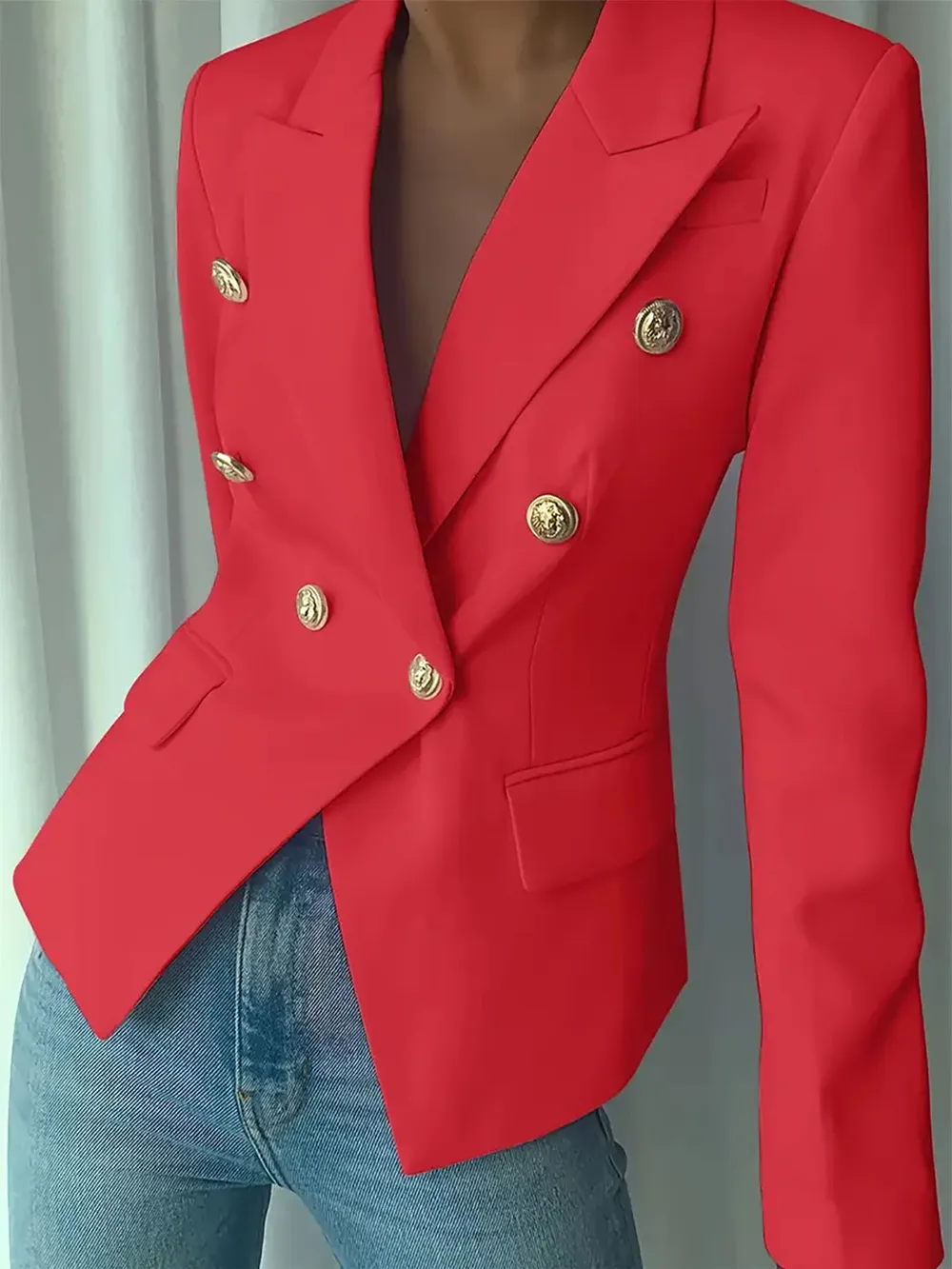 Decor Button Lapel Collar Blazer, image 24