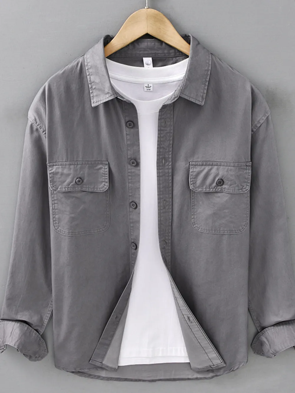 Men's Plus Size Button Up Long Sleeve Shirt, image 2
