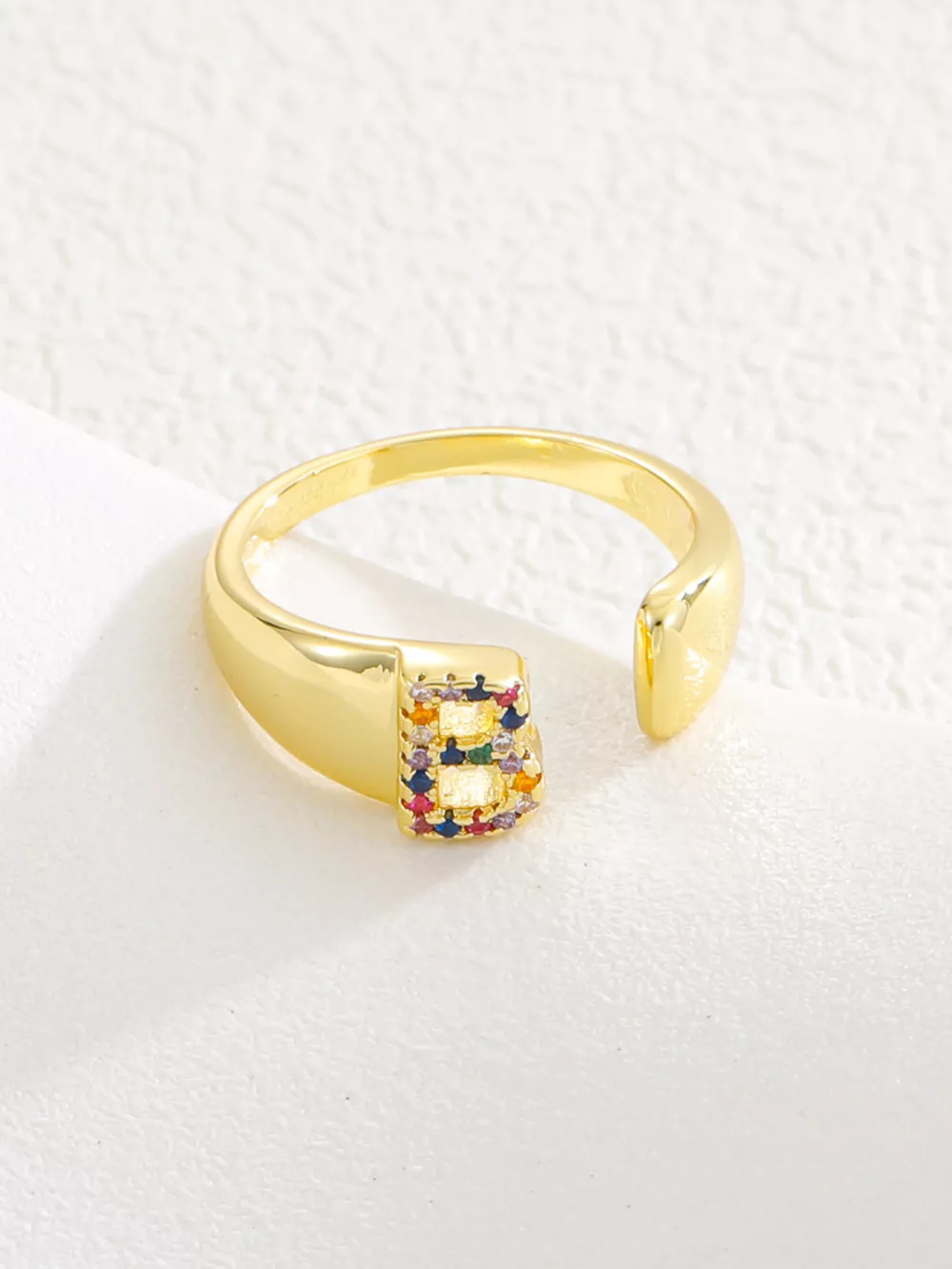 18K Gold-Plated Zircon Letter Ring, image 4